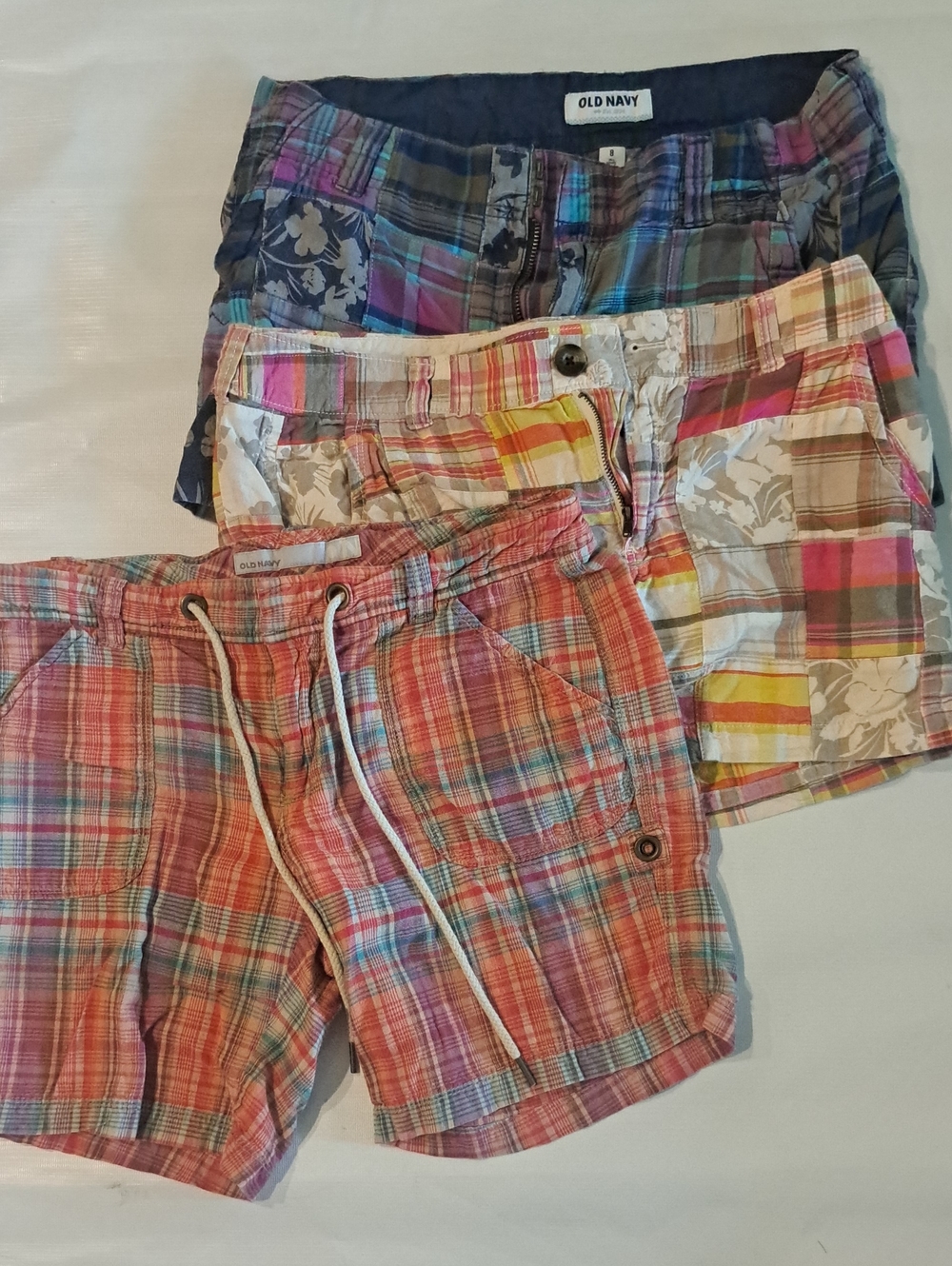 3 Women's Multi-Plaid Cotton Bermuda Shorts – Coral, Yellow, Navy